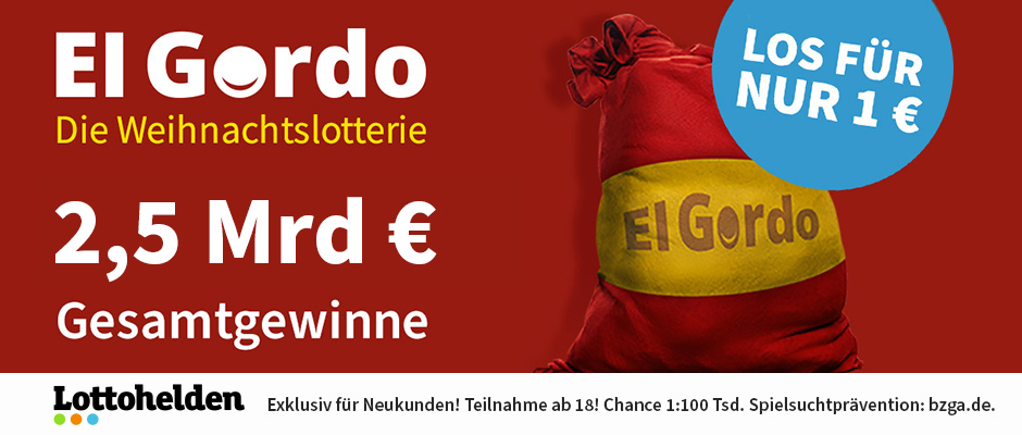 Lottohelden 2,5 Mrd € El Gordo Jackpot bei rewardo mit Cashback